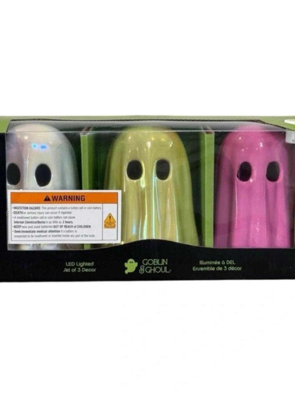 Goblin & Ghoul Halloween Set of 3 LED Lighted Ghost